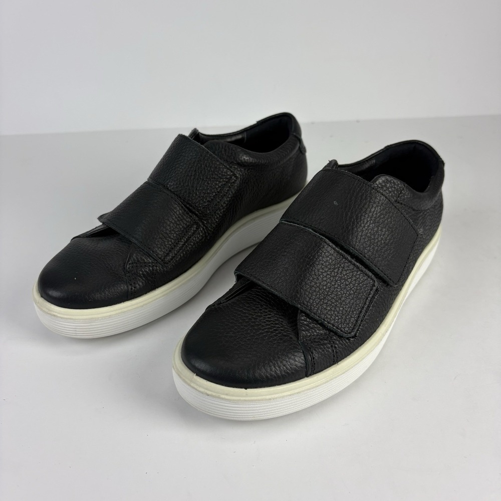 ECCO Soft 60 Premium Leather 2 Strap Casual Sneakers Womens US 7-7.5 Black